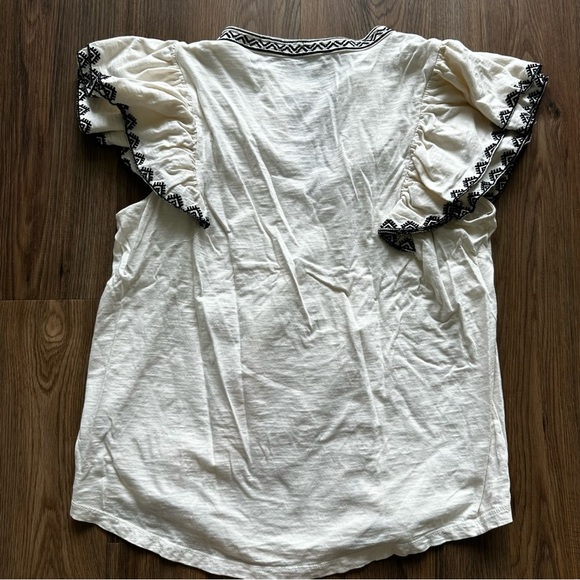 Lauren Ralph Lauren Black Label Peasant Shirt Embroidered Flutter Sleeve Large - Picture 9 of 9